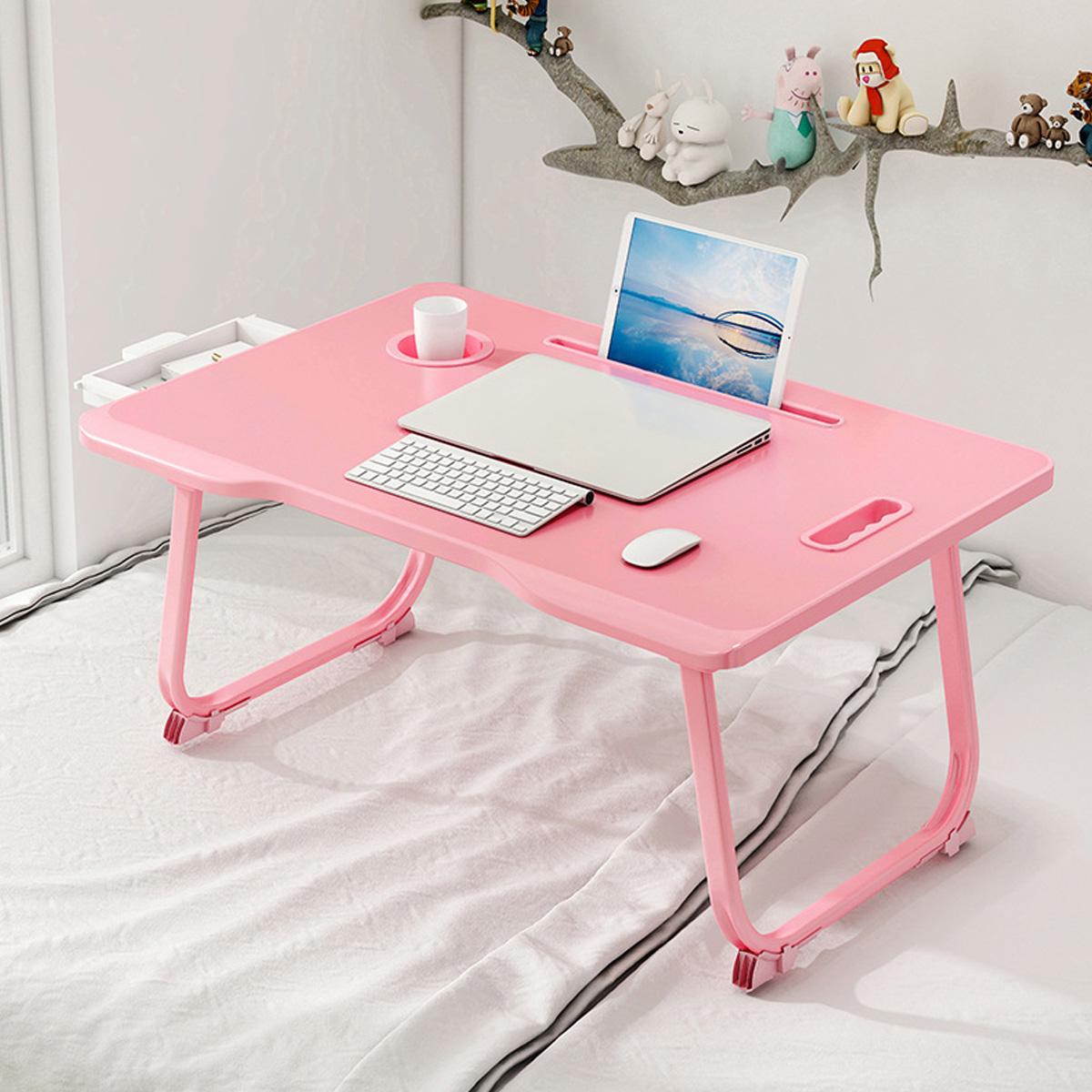 Foldable Bed Table – Portable Pink Laptop Desk Tray for Working, Reading, Eating & Studying