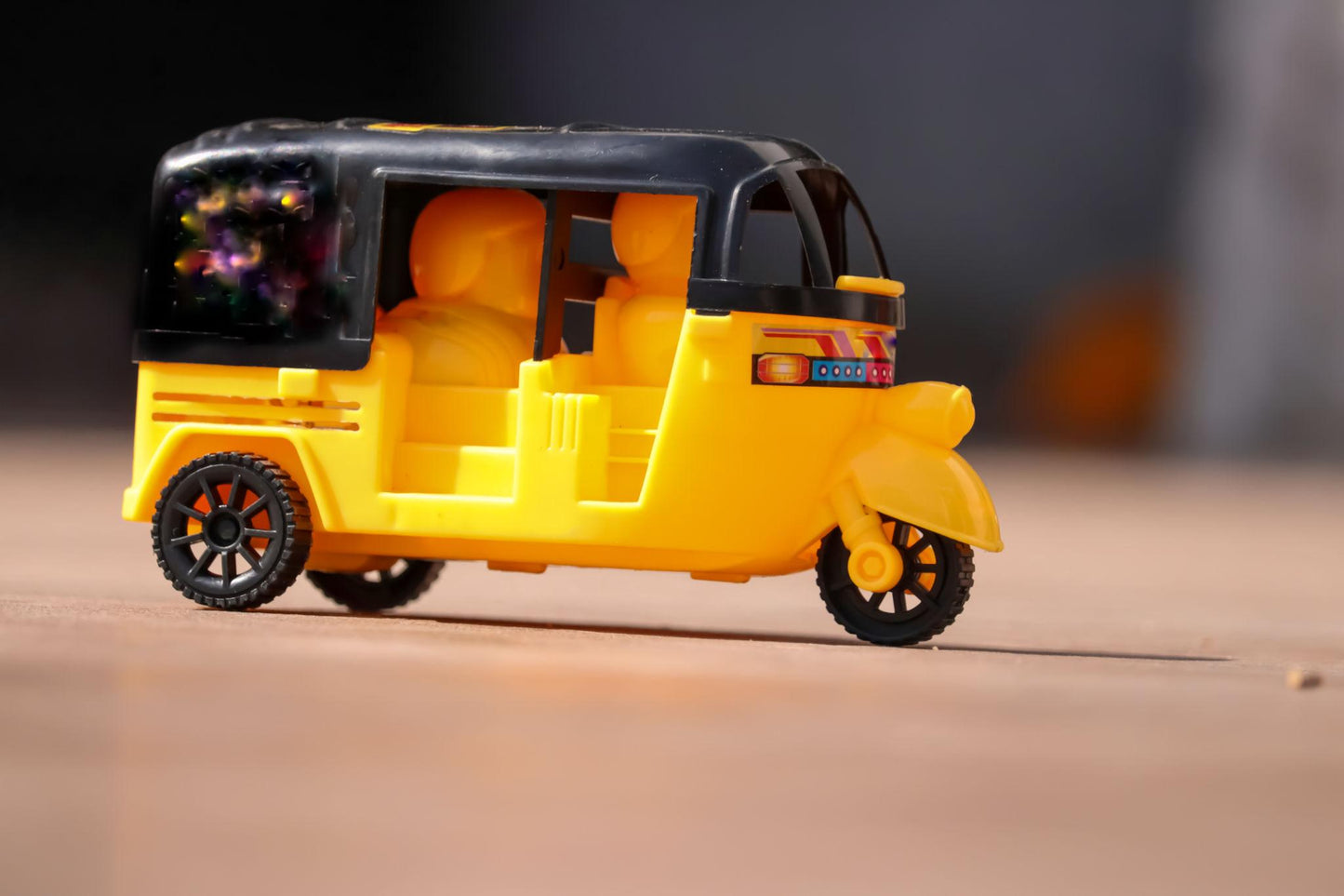 Yellow & Black Mini Auto Rickshaw Toy