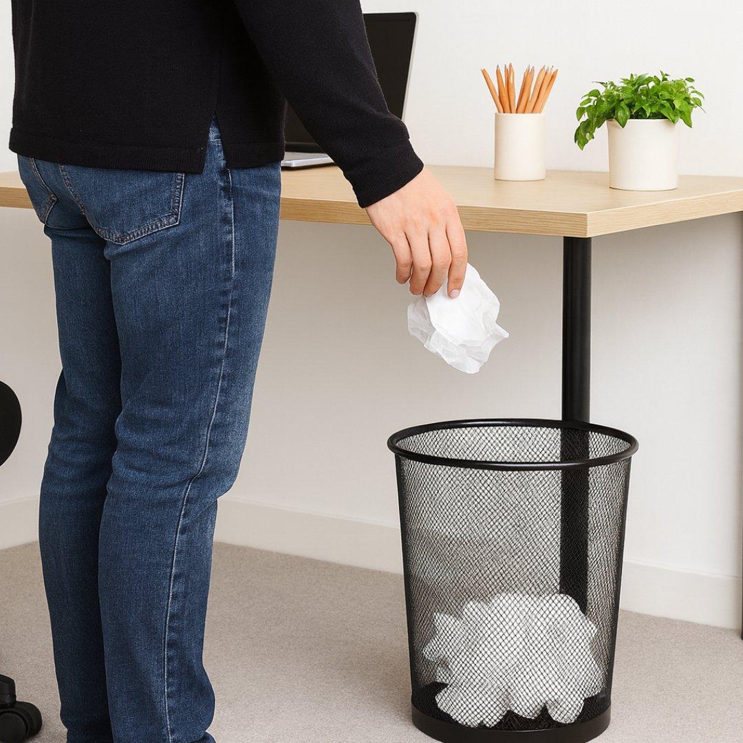 Circular Mesh Waste Paper Basket – Metal Office Dustbin for Home, Bedroom & Office