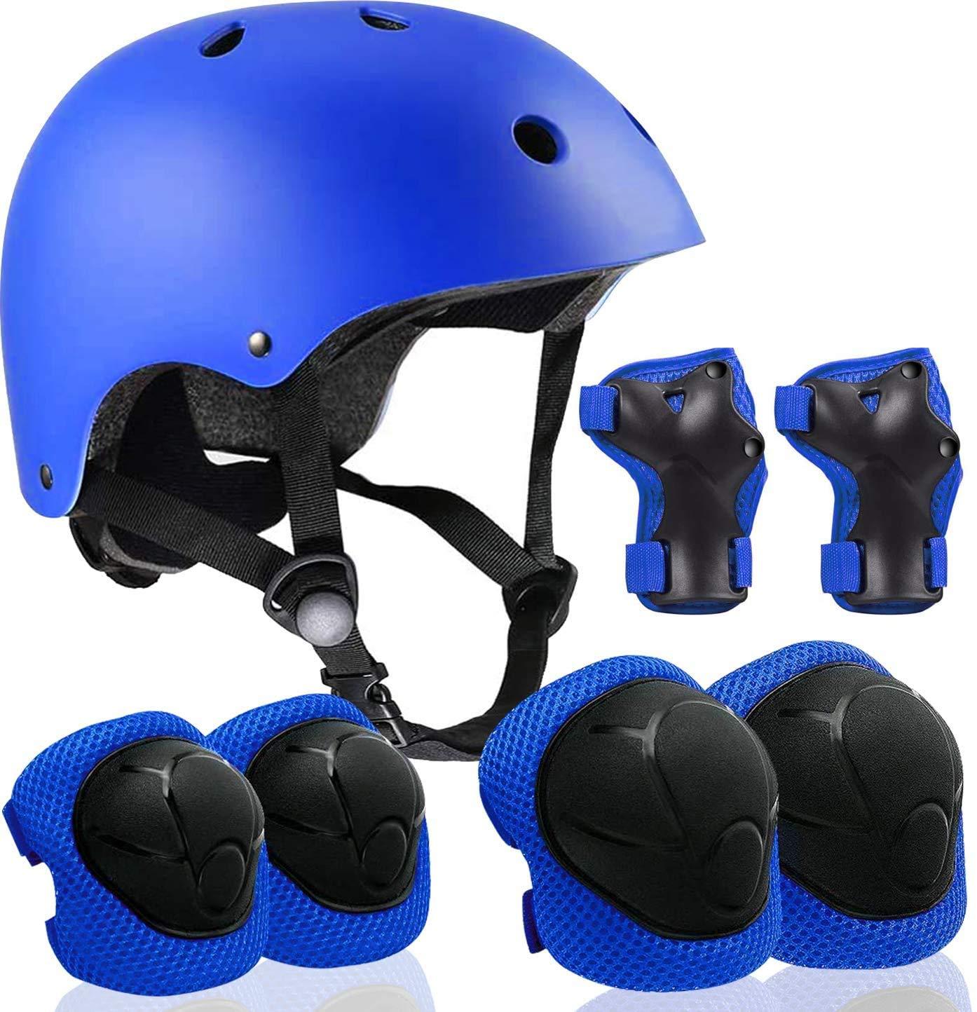 Kids Blue Protective Helmet and Knee Pad Set
