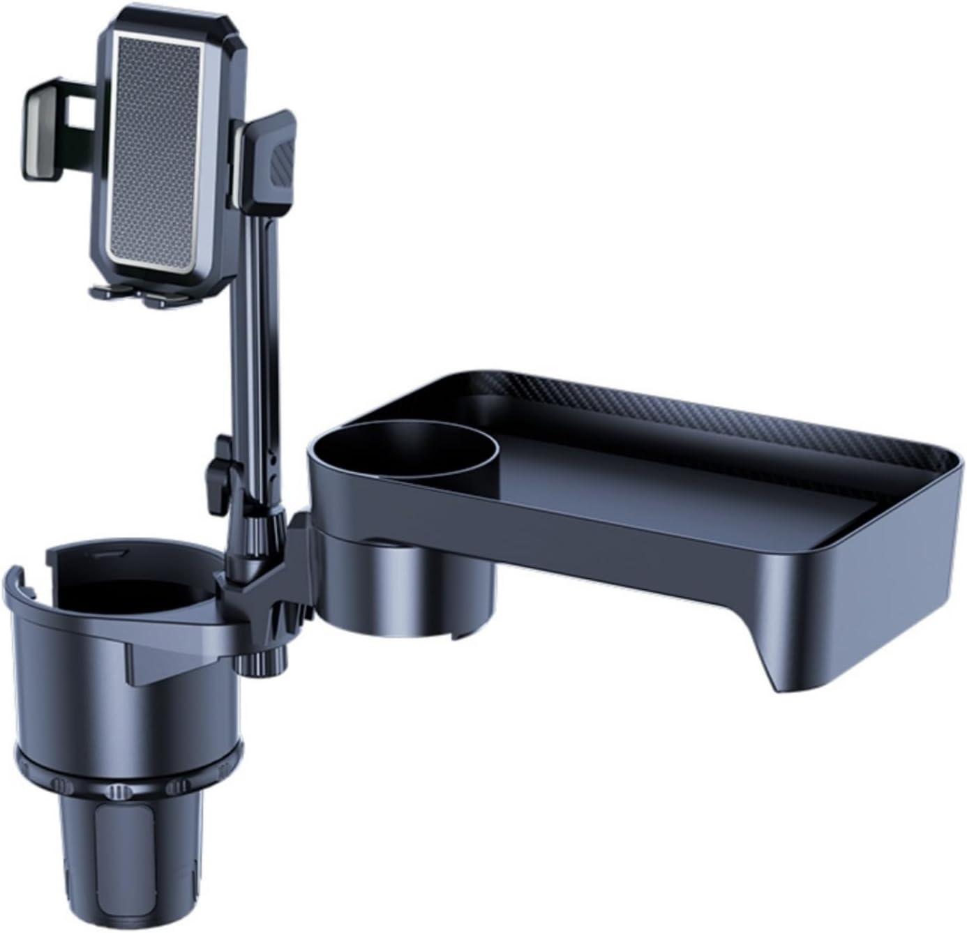 360° Rotating Adjustable Car Cup Holder with Storage Tray