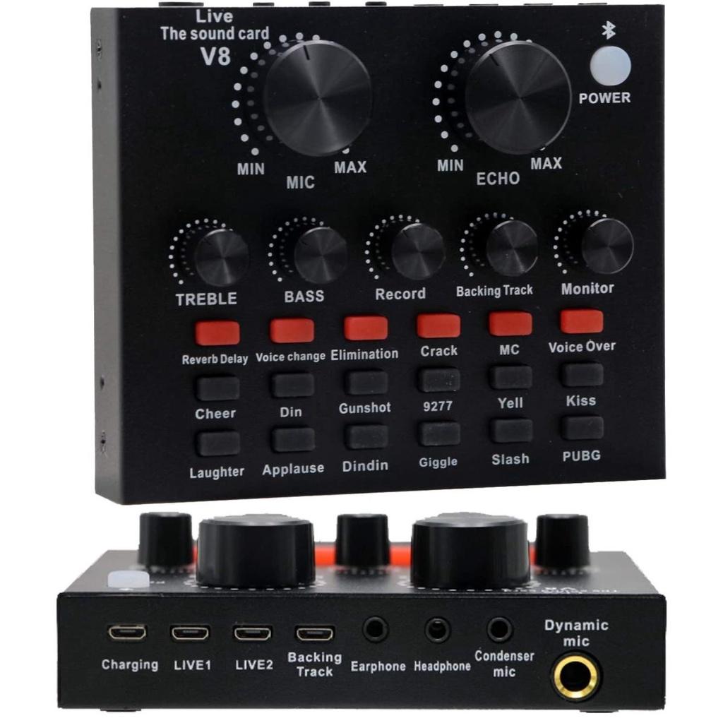 V8 Portable Bluetooth Audio Mixer Sound Card