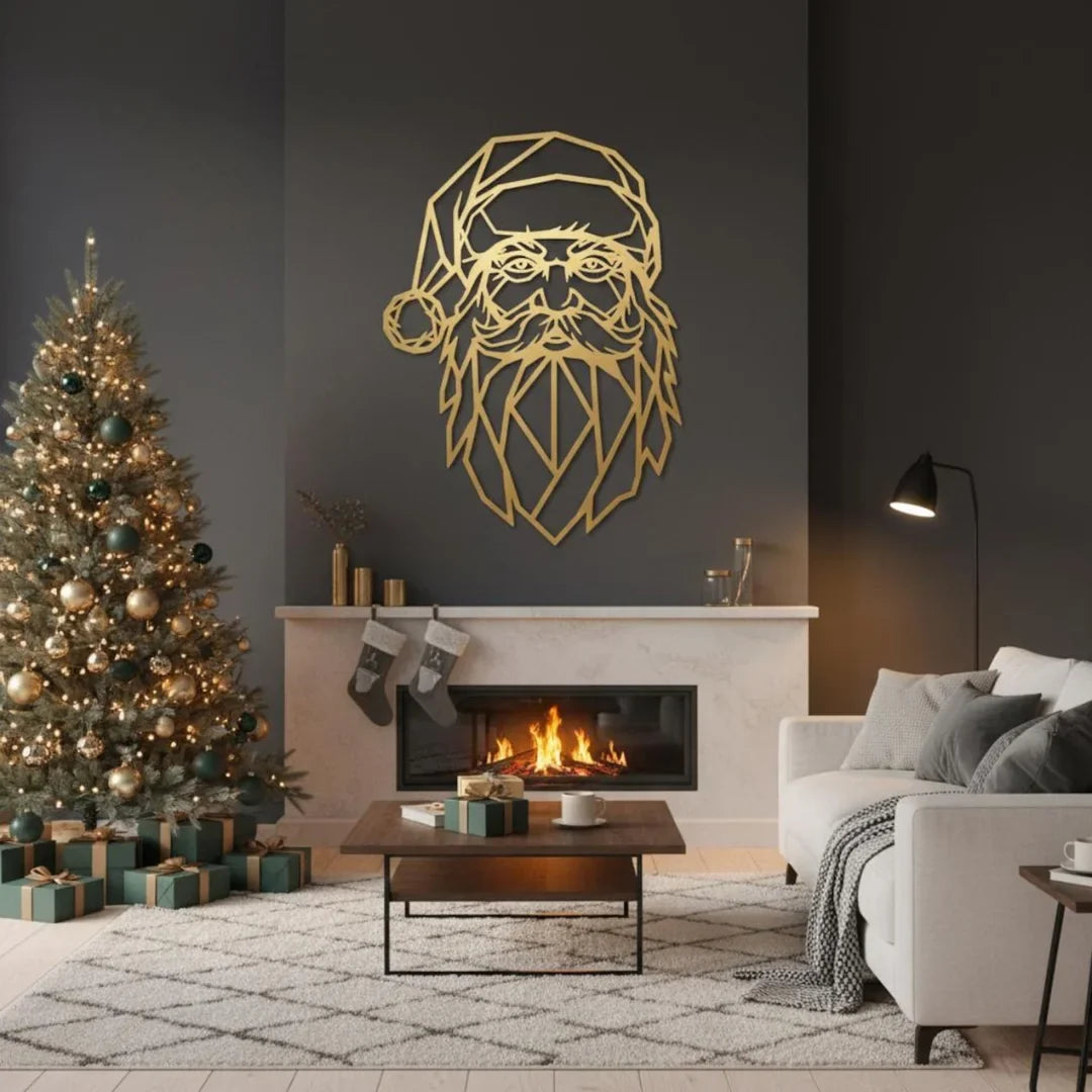 Acrylic Geometric Santa Claus Face Wall Art