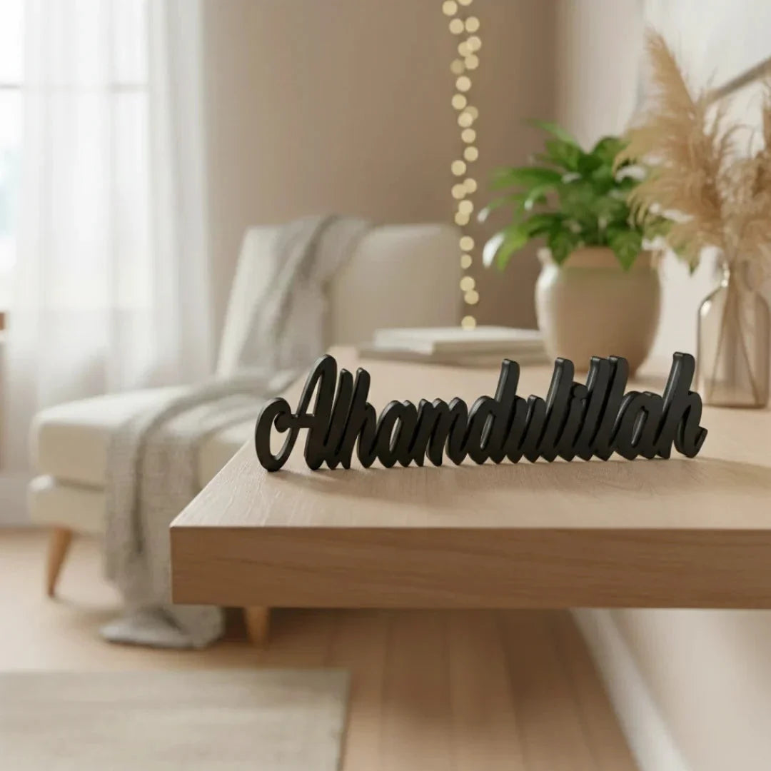 Alhamdulillah Islamic Table Decor - Acrylic Arabic Calligraphy Stand