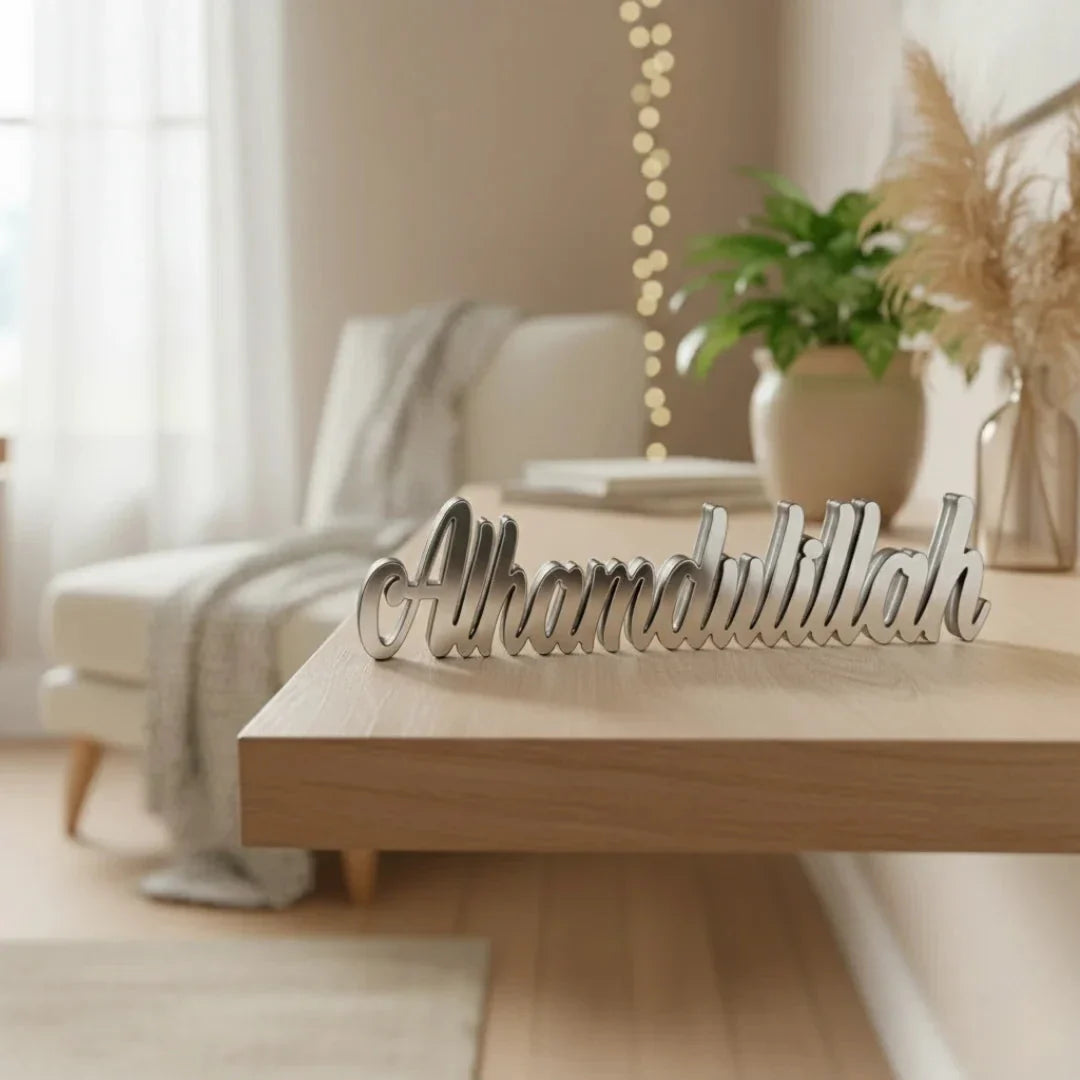 Alhamdulillah Islamic Table Decor - Acrylic Arabic Calligraphy Stand