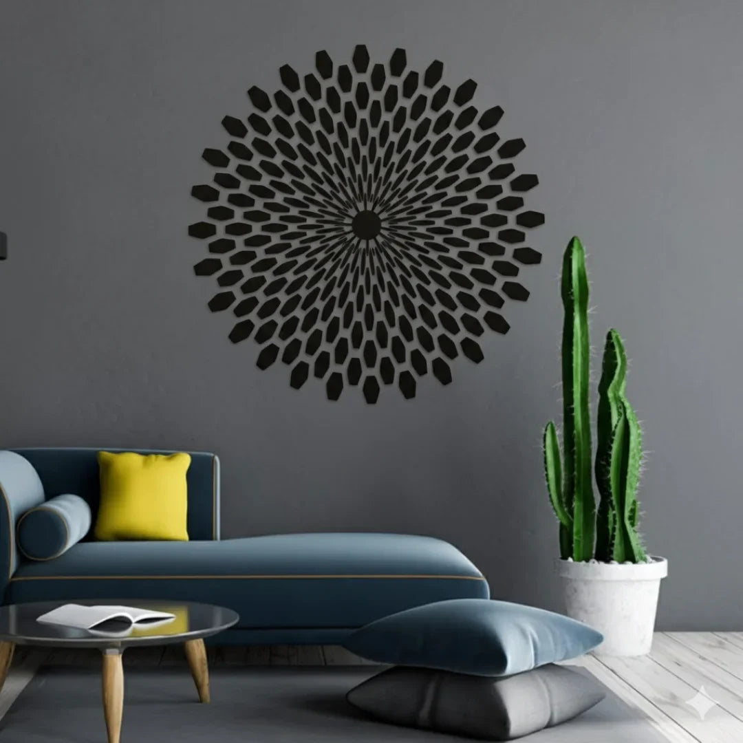 3D Sun Stereo Acrylic Sunflower Round Mural | Wall Art UAE
