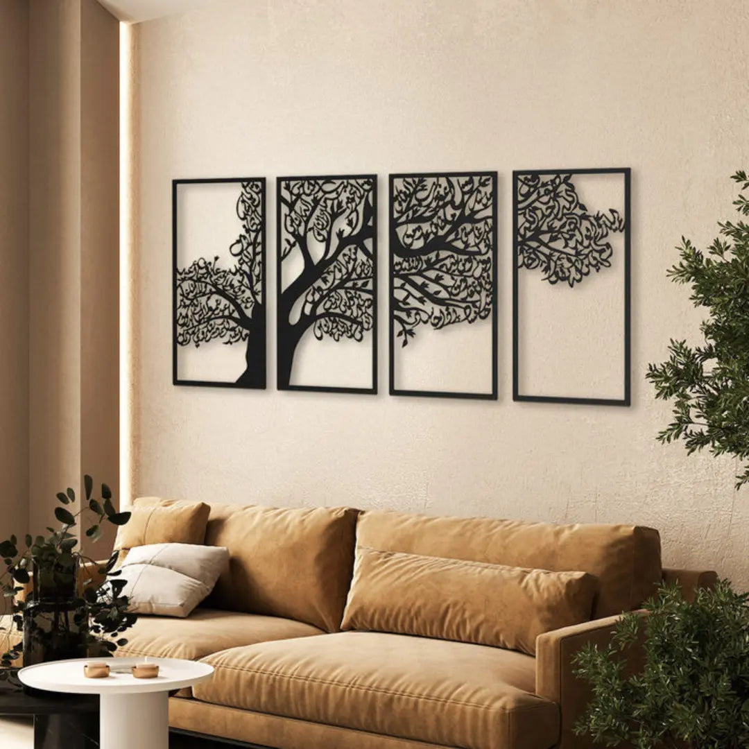 4 Quls Acrylic Wall Art | Sacred Quranic Verses Calligraphy