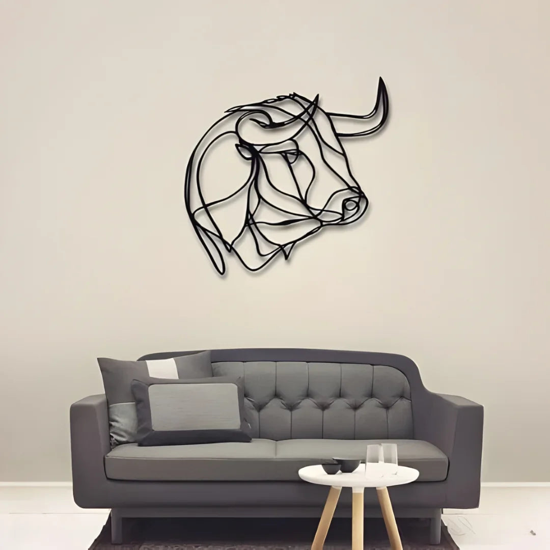 Buffalo Bull Acrylic Wall Decor - Rustic Wildlife Silhouette Art for UAE Living Rooms, Offices & Cafes