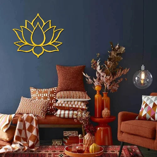 Gold Acrylic Lotus Mirror Sticker | Diwali & Home Décor (30×26cm)