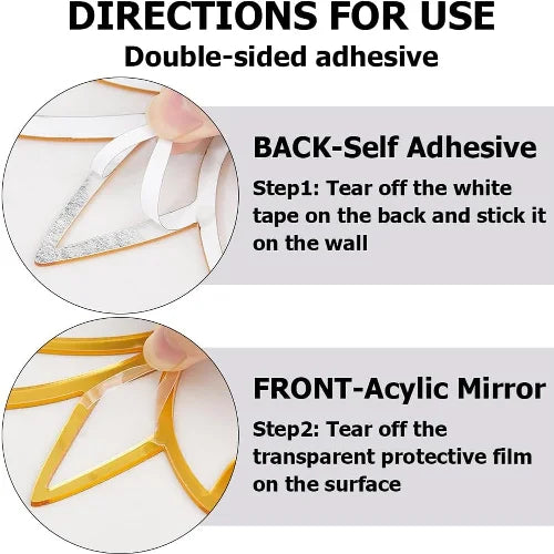 Gold Acrylic Lotus Mirror Sticker | Diwali & Home Décor (30×26cm)