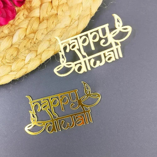 Golden Acrylic Diwali DIY Décor - Shimmering Cutouts Set for Festive Wall & Table Accents