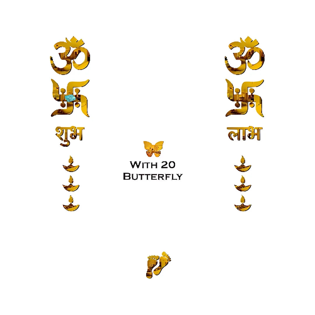 Golden Om Swastik Acrylic Wall Sticker