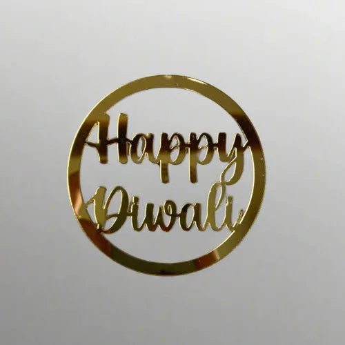 Happy Diwali Tag | 3 Inch Gold Acrylic