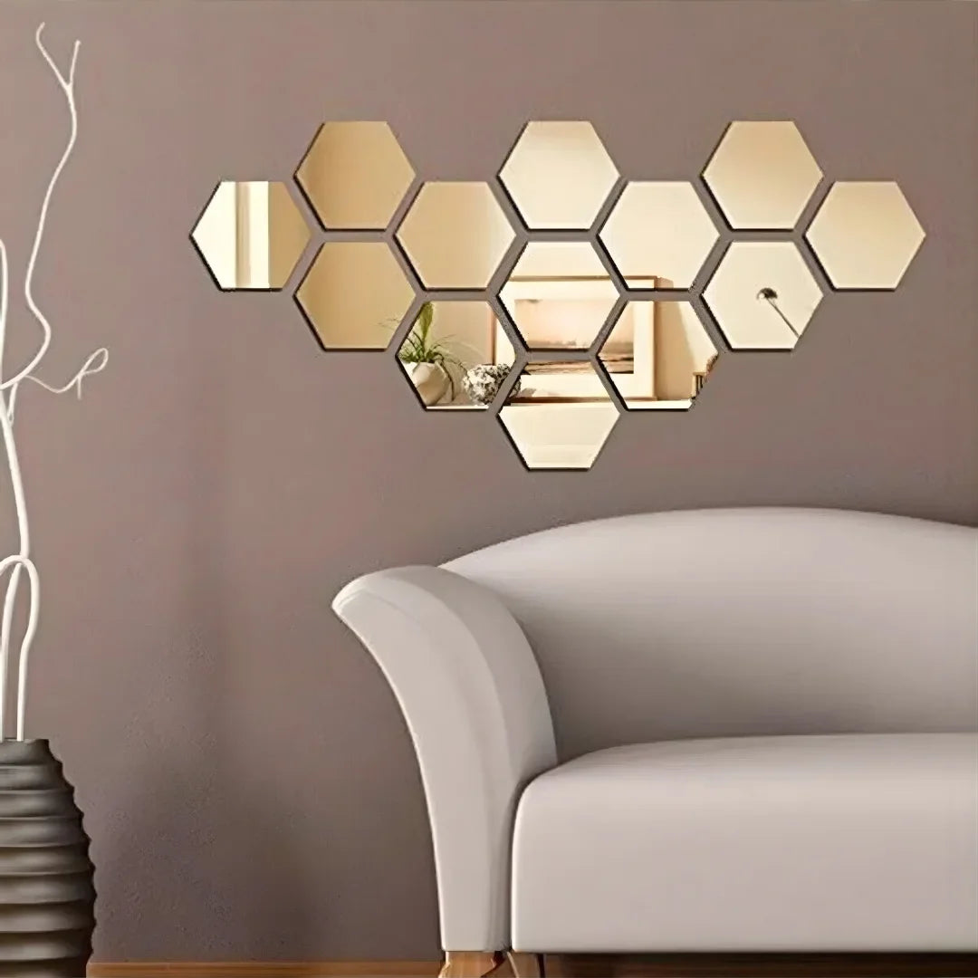 Hexagon Acrylic Mirror Wall Decals Decor UAE