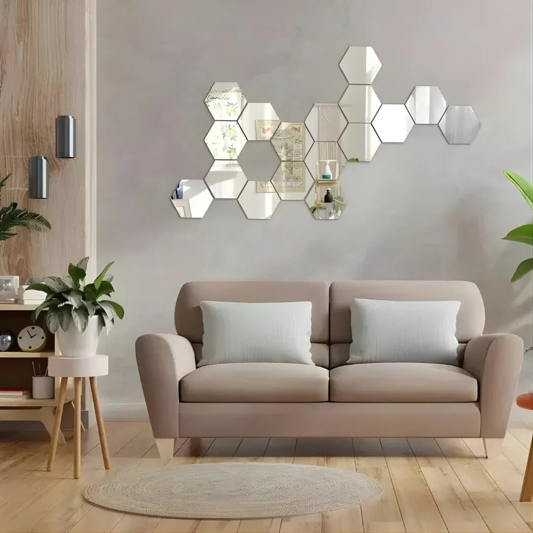 Hexagon Acrylic Mirror Wall Decals Decor UAE