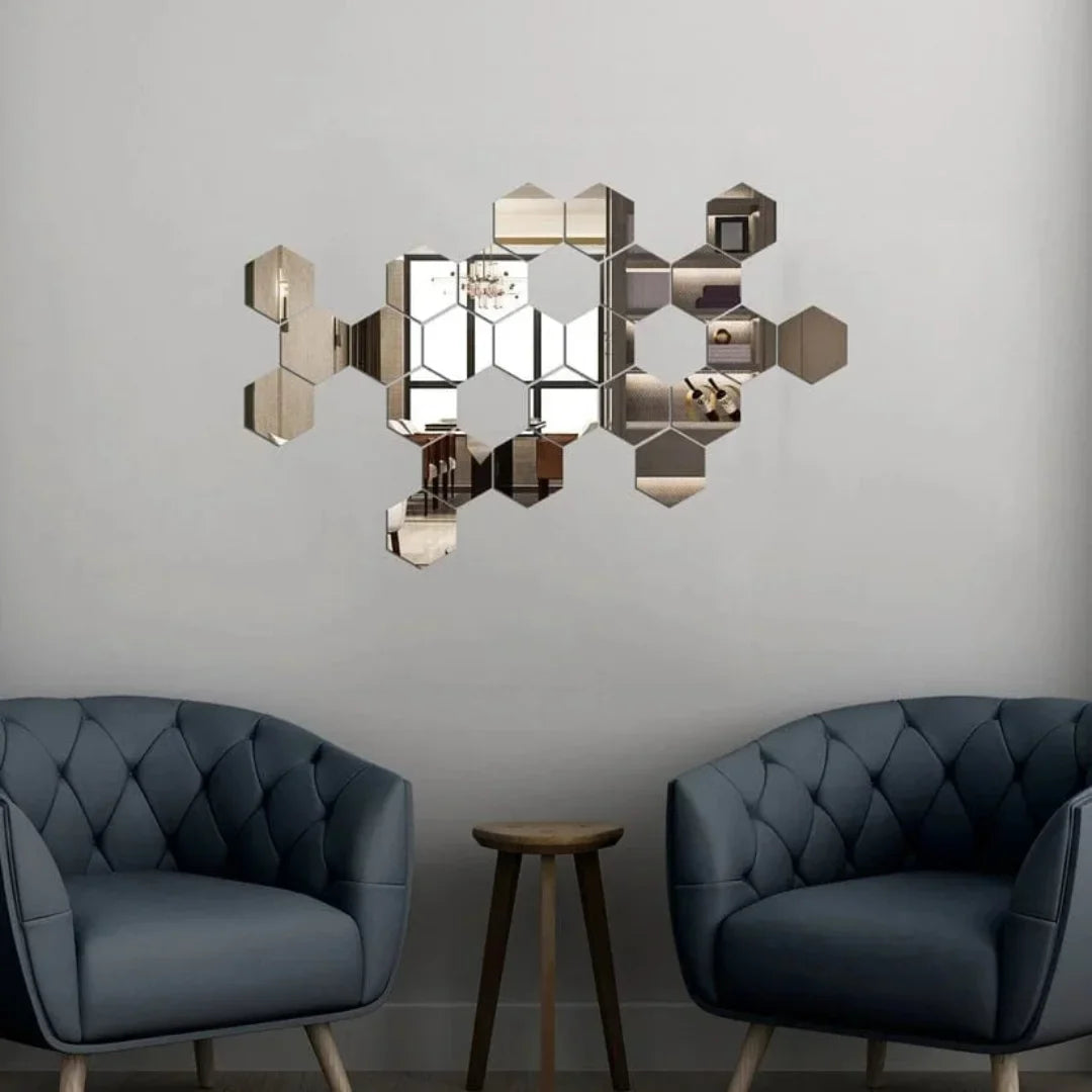 Hexagon Acrylic Mirror Wall Decals Decor UAE