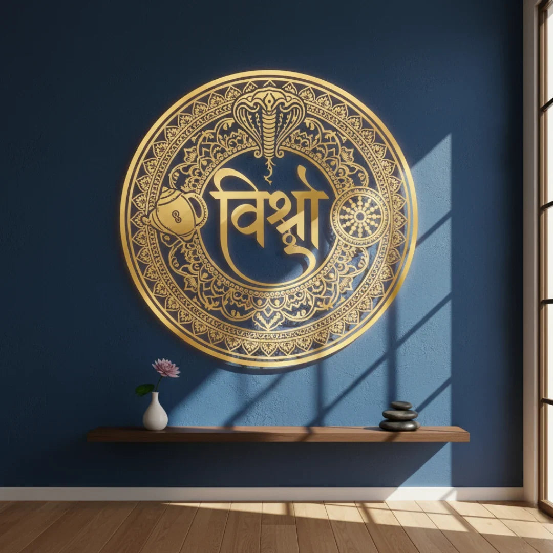 Lord Vishnu Calligraphy Acrylic Wall Art - The Preserver