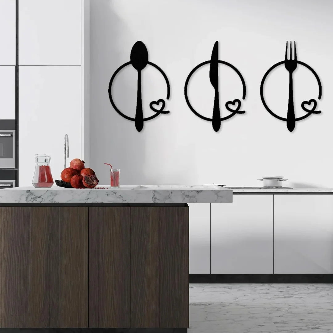 Spoon Knife Fork Heart Acrylic Wall Decal - Beautiful Gifting Decor for UAE Homes & Restaurants