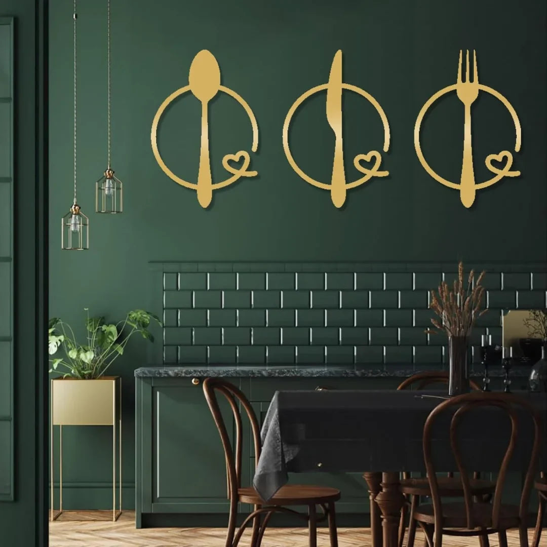 Spoon Knife Fork Heart Acrylic Wall Decal - Beautiful Gifting Decor for UAE Homes & Restaurants