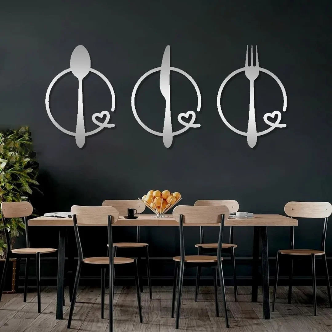 Spoon Knife Fork Heart Acrylic Wall Decal - Beautiful Gifting Decor for UAE Homes & Restaurants