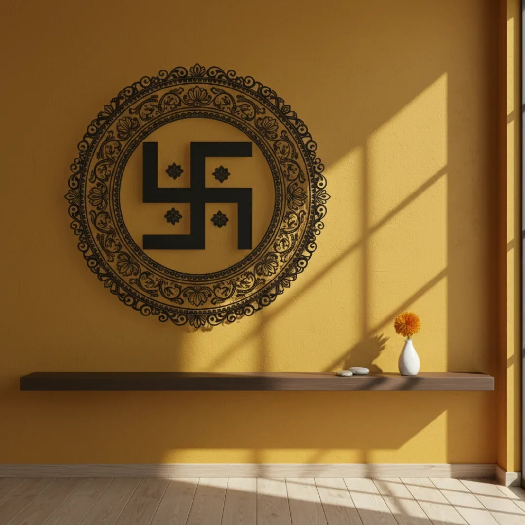 Swastika Framed Acrylic Wall Art - Auspicious Symbol of Fortune
