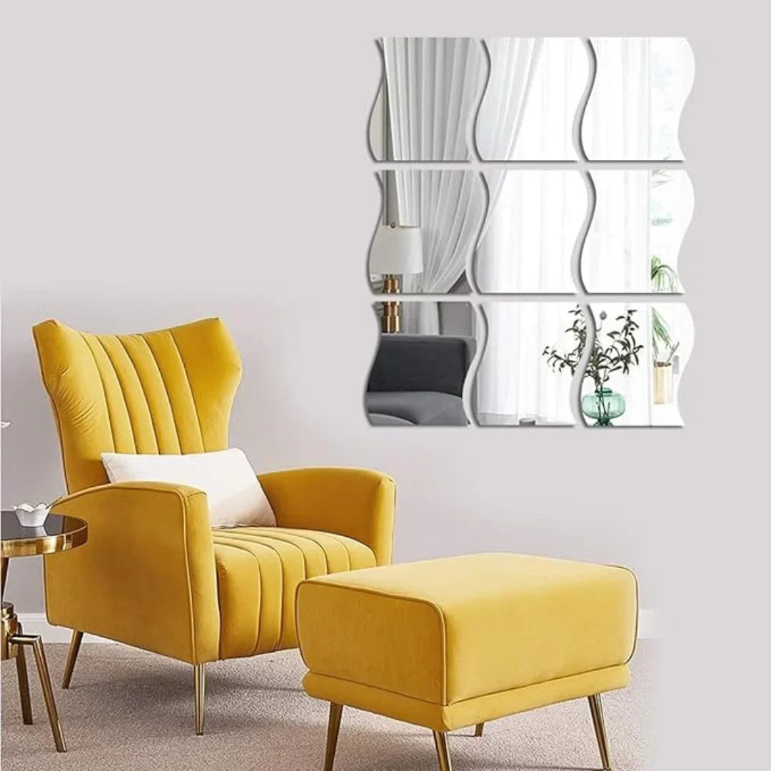 Wavy Acrylic Mirror Wall Decals Modern Aesthetic Decor UAE