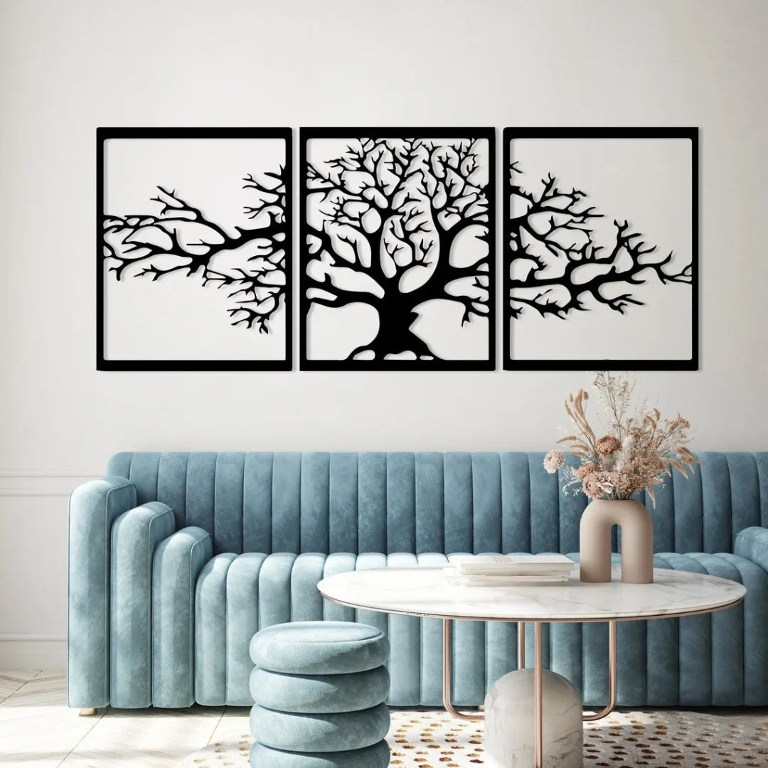 3-Piece Life Tree Wall Art | Shiny Acrylic Multi-Panel Decor
