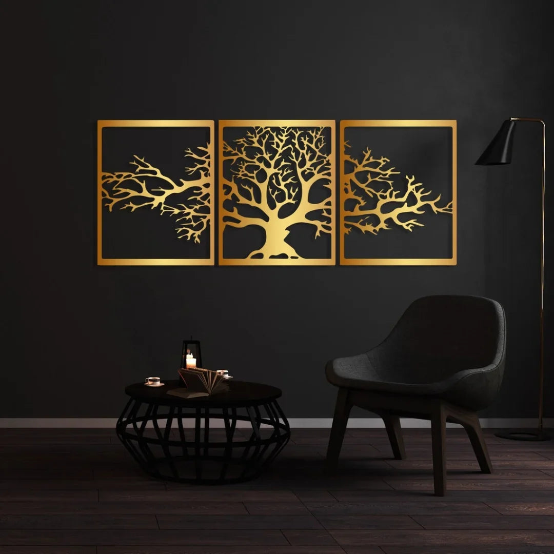 3-Piece Life Tree Wall Art | Shiny Acrylic Multi-Panel Decor