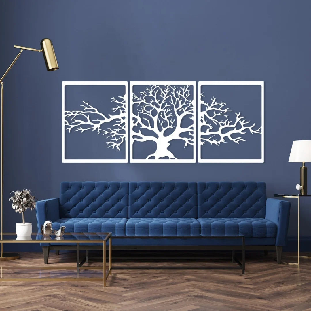 3-Piece Life Tree Wall Art | Shiny Acrylic Multi-Panel Decor
