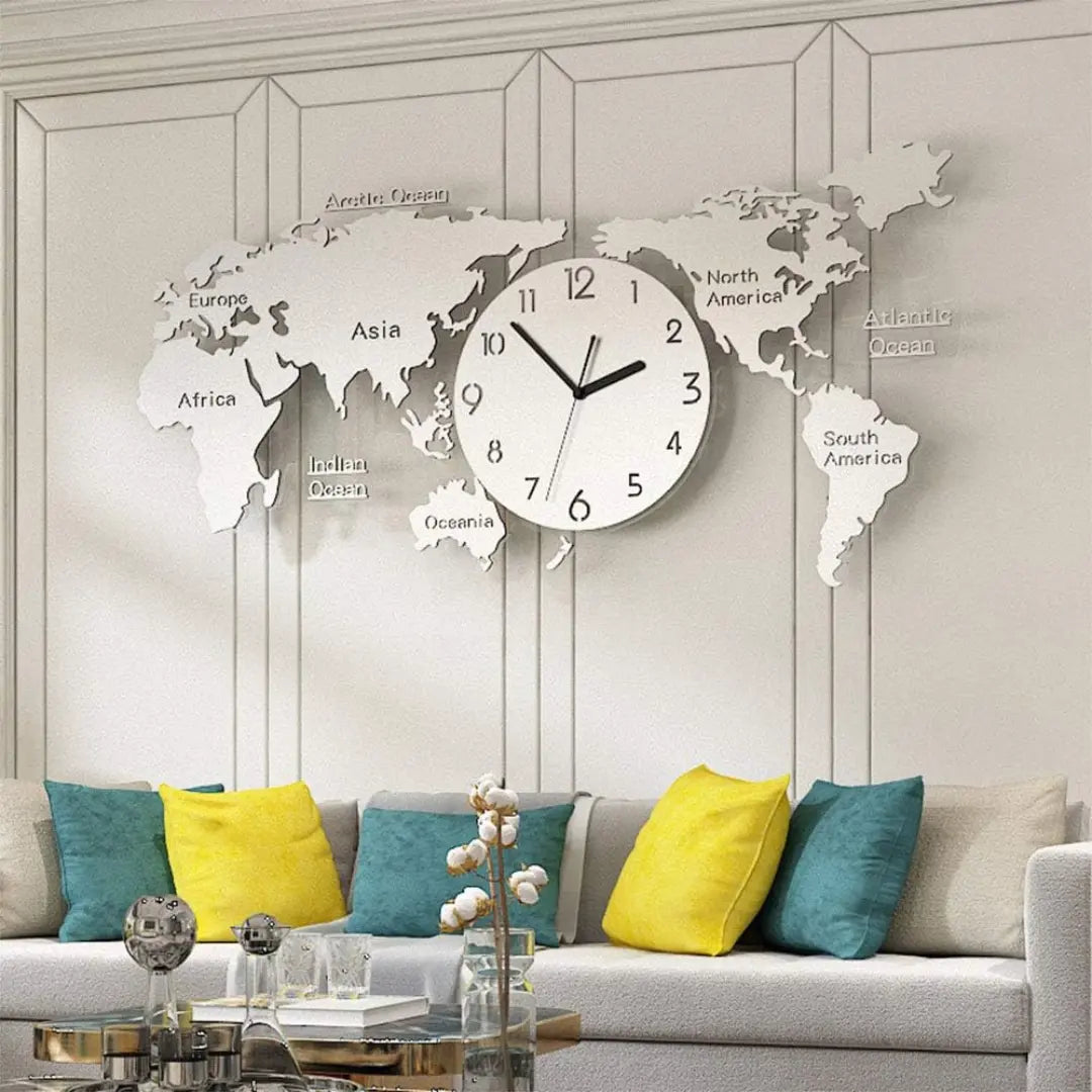 Acrylic 3D World Map Clock – Large Modern Wall Decoration for Home & Office UAE