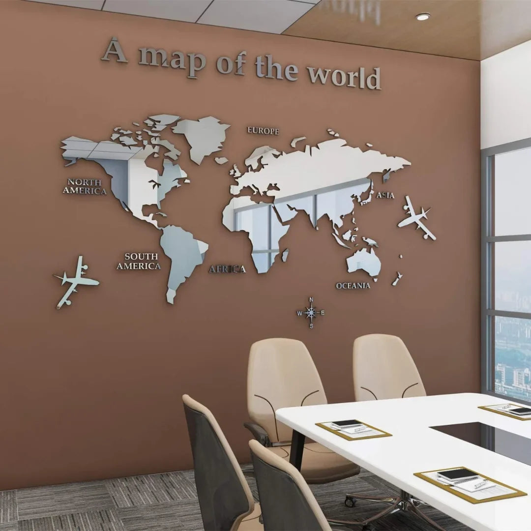 Acrylic 3D World Map Wall Decor | Large Office & Home Decoration in UAE