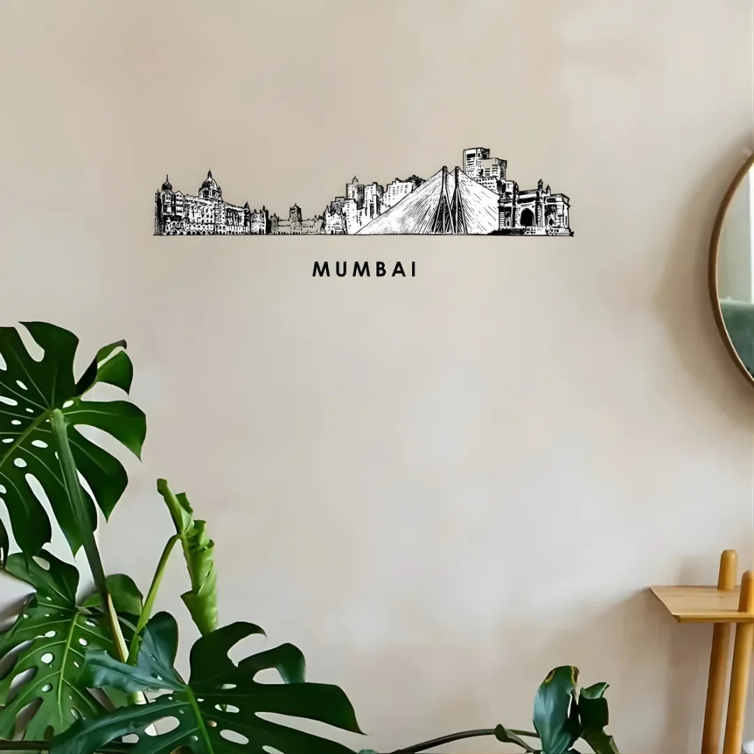 Acrylic Black Mumbai Skyline Wall Art for Home Decor