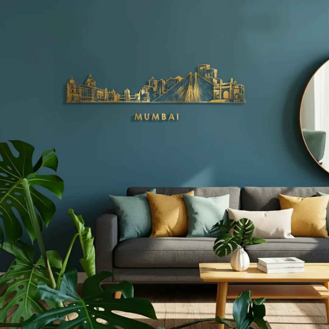 Acrylic Black Mumbai Skyline Wall Art for Home Decor