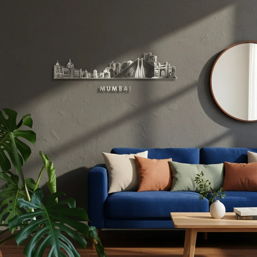Acrylic Black Mumbai Skyline Wall Art for Home Decor
