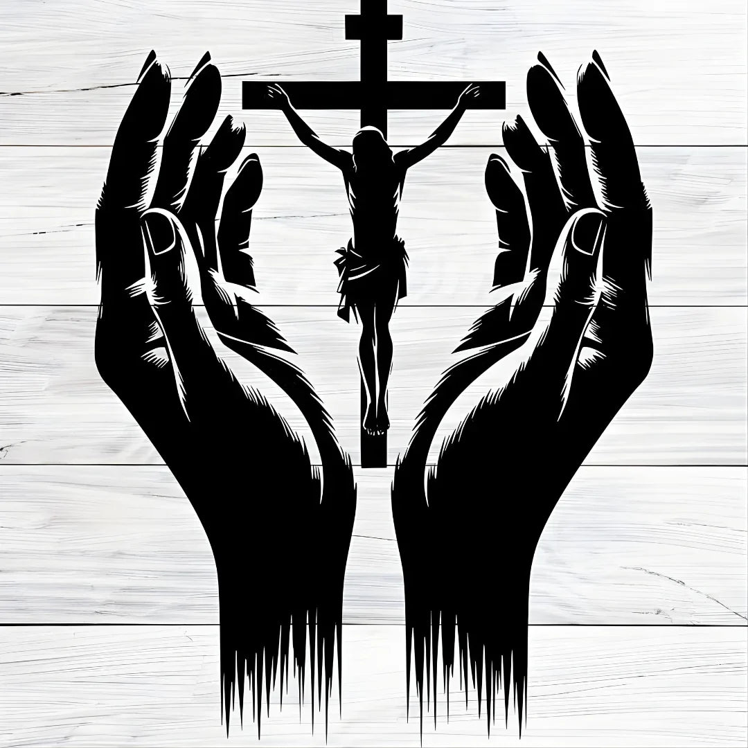 Jesus Christ & Praying Hands Wall Decal UAE | Christian Home & Church Decor for Christmas & Baptism