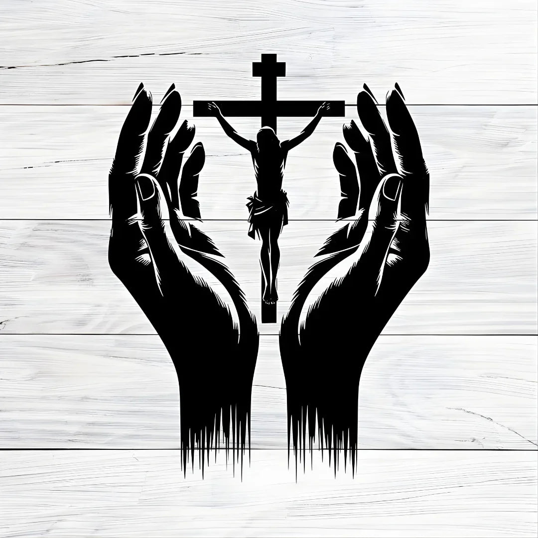 Jesus Christ & Praying Hands Wall Decal UAE | Christian Home & Church Decor for Christmas & Baptism