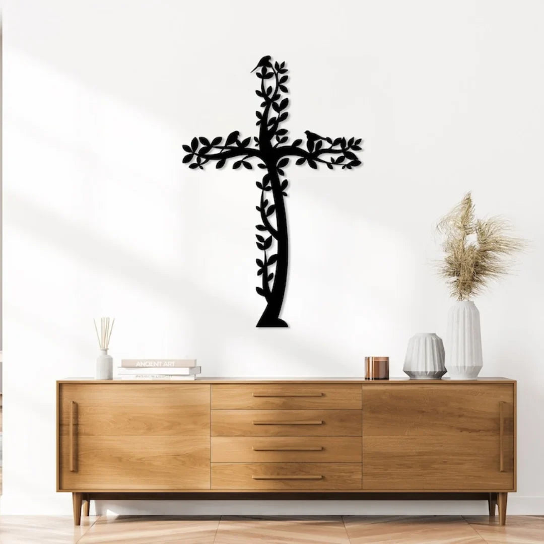 Jesus Cross Tree & Birds – Christian Home Décor UAE | Christmas & Baptism Gift for Church & Home