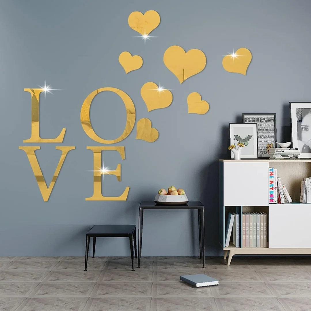 Love & Heart Acrylic Wall Decoration | Romantic Home Wall Art