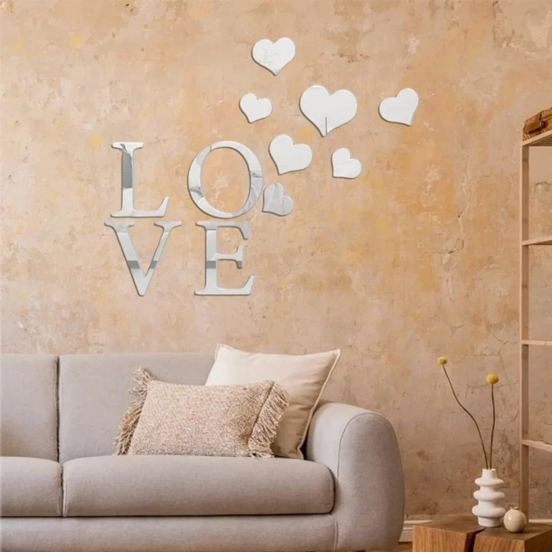 Love & Heart Acrylic Wall Decoration | Romantic Home Wall Art