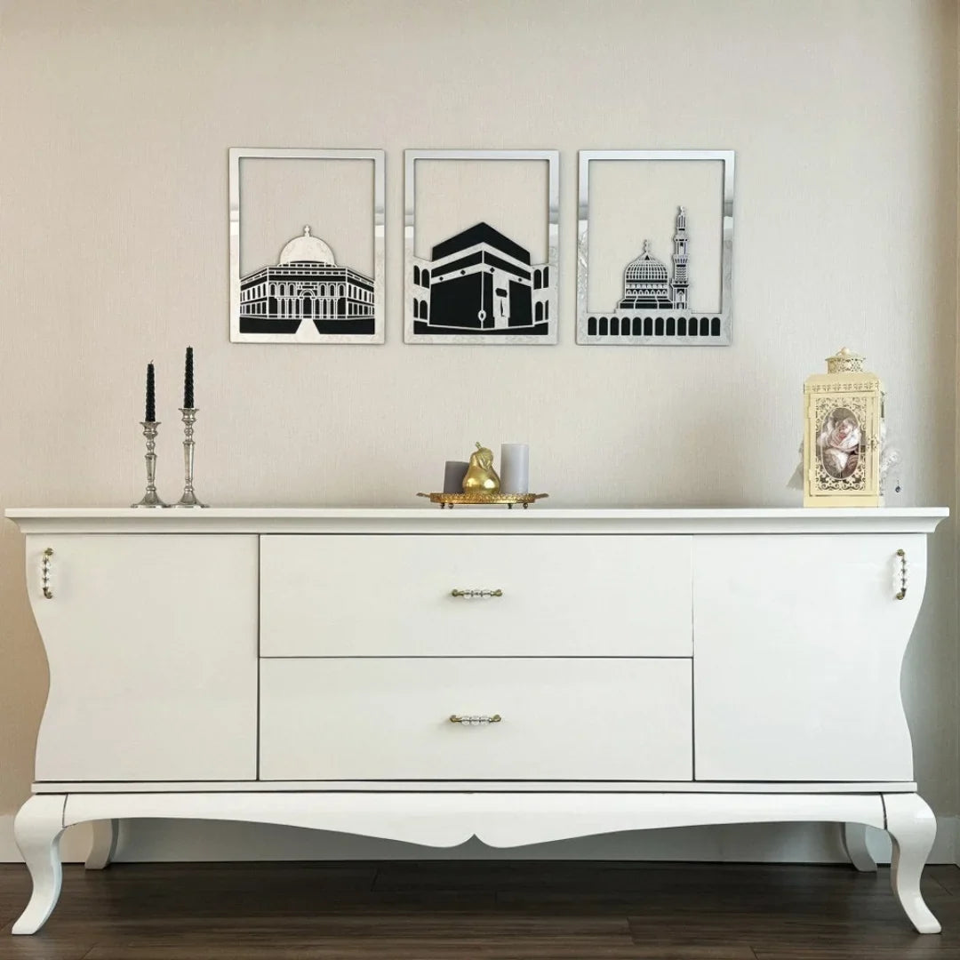 Set of Masjid Al-Aqsa, Masjid Al-Haram & Masjid An-Nabawi | Acrylic Islamic Wall Art UAE