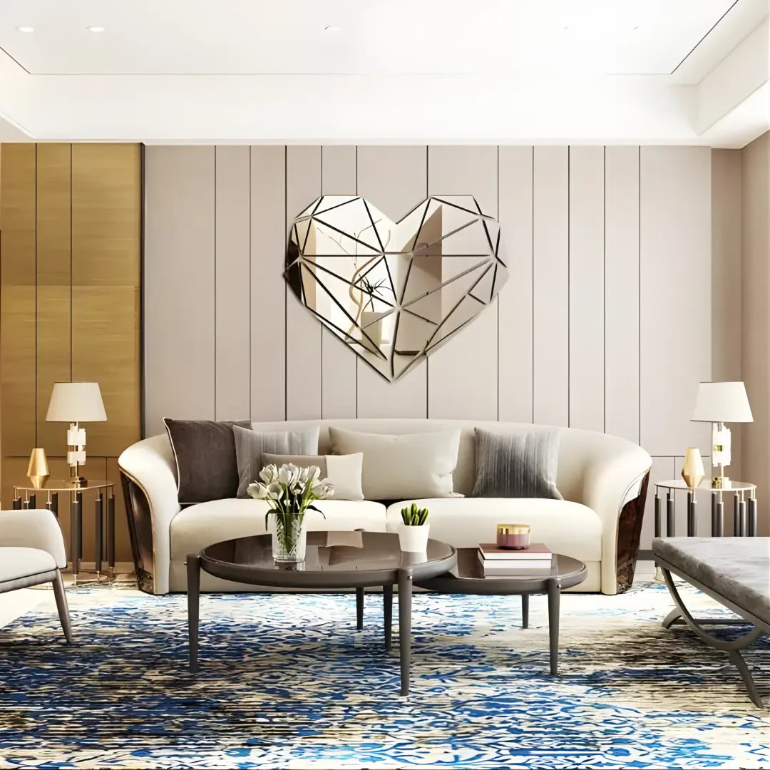 Shiny Acrylic Heart Mirror Wall Stickers | Love Decor for UAE