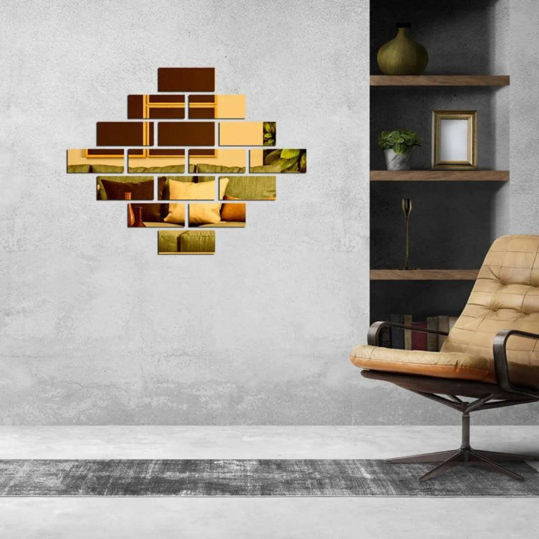 Shiny Acrylic Rectangle Mirror Wall Stickers | Modern Decor for UAE