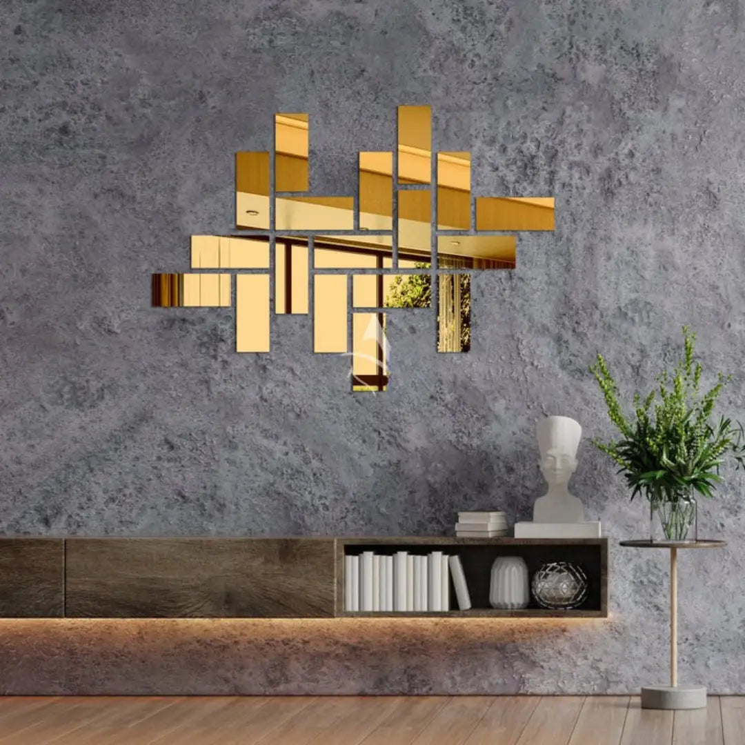 Shiny Acrylic Rectangle Mirror Wall Stickers | Modern Decor for UAE