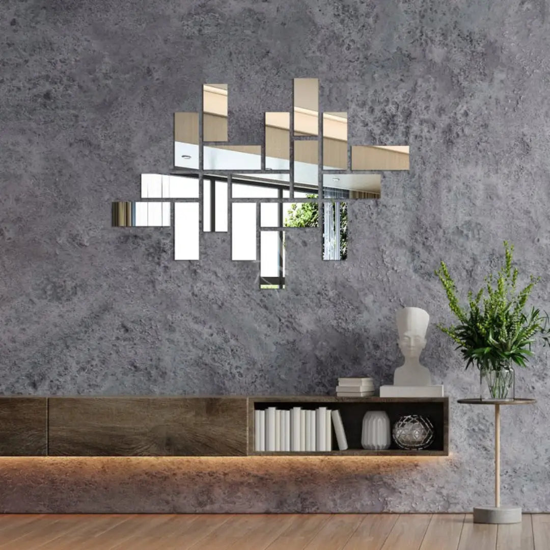 Shiny Acrylic Rectangle Mirror Wall Stickers | Modern Decor for UAE
