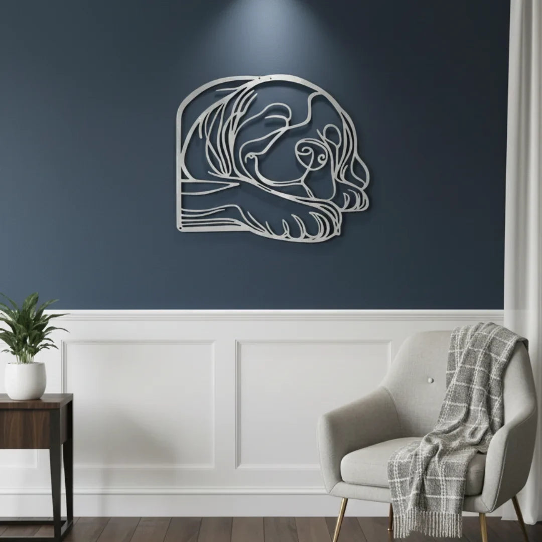 Acrylic Sleeping Puppy Dog Silhouette Wall Art - Line Art Comfort
