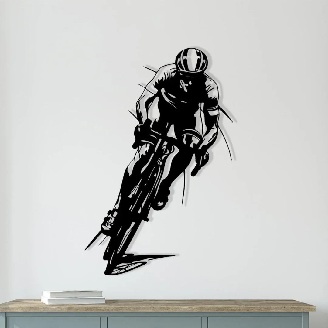 Dynamic Acrylic Road Cyclist Wall Art Silhouette - Abstract Racing Design