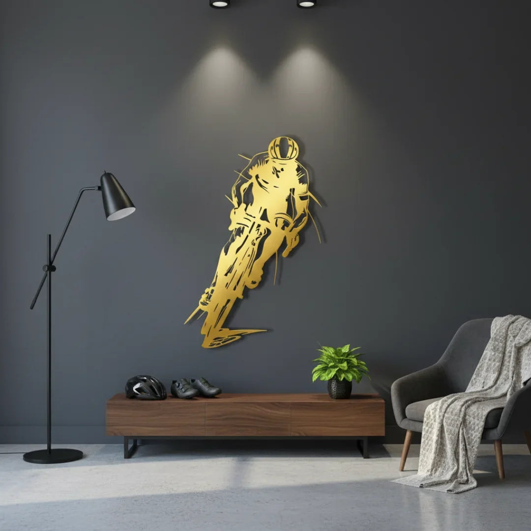 Dynamic Acrylic Road Cyclist Wall Art Silhouette - Abstract Racing Design