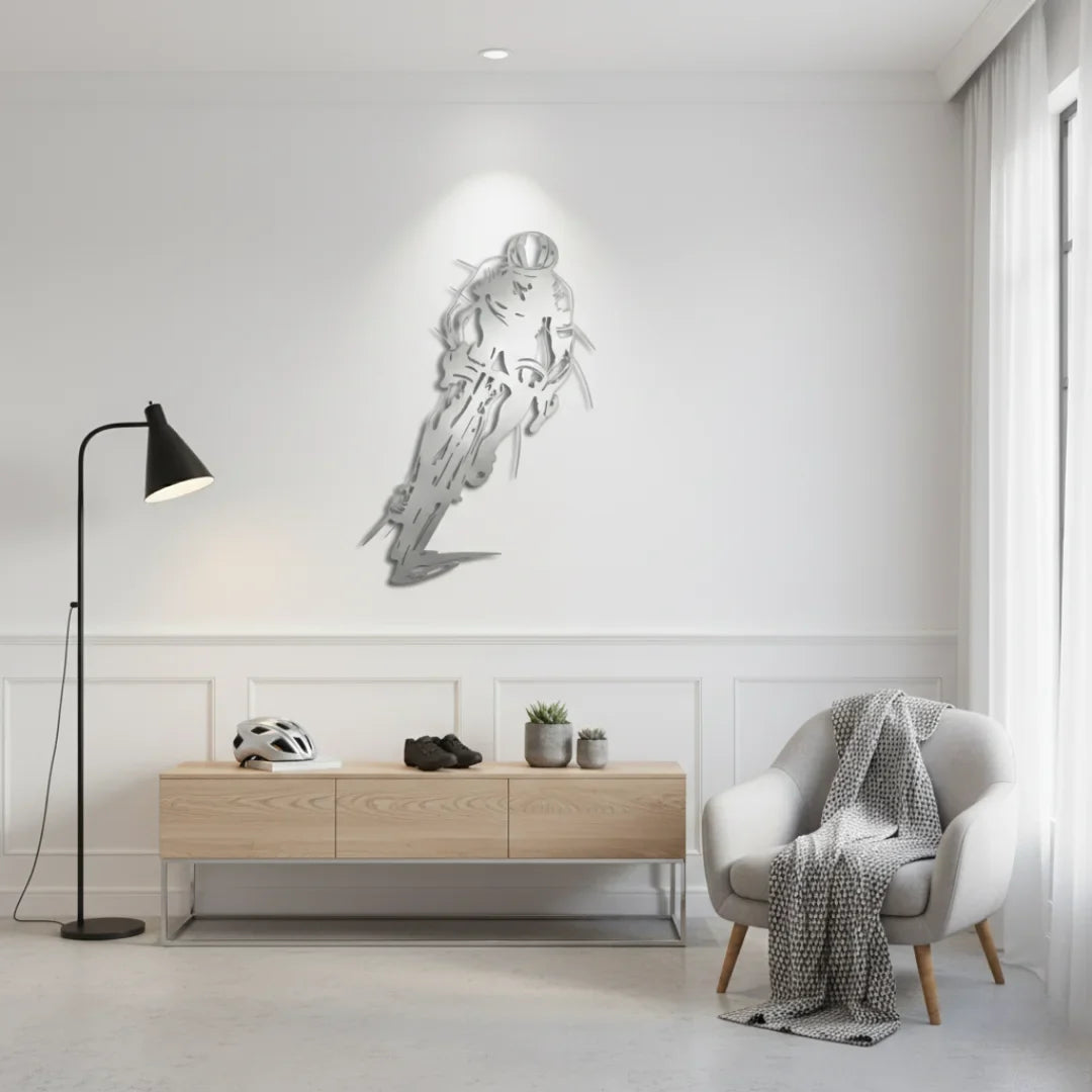 Dynamic Acrylic Road Cyclist Wall Art Silhouette - Abstract Racing Design