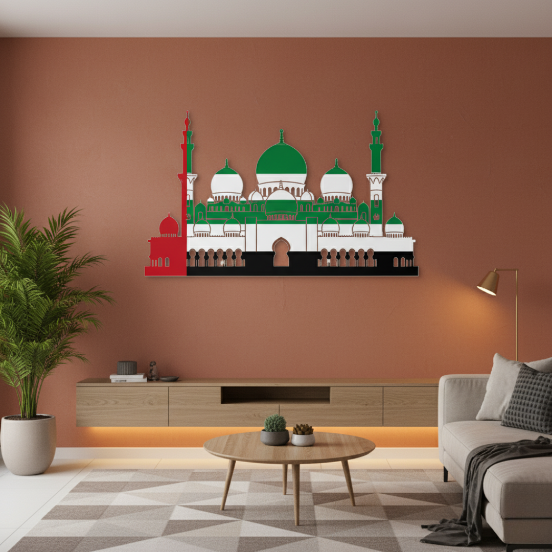 Grand UAE Mosque Silhouette Acrylic Wall Art