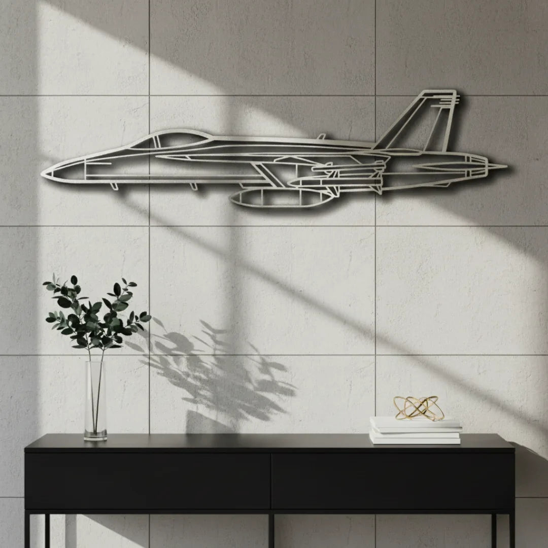 Hornet Fighter Jet Line Art Wall Decor – Acrylic Aviation Silhouette